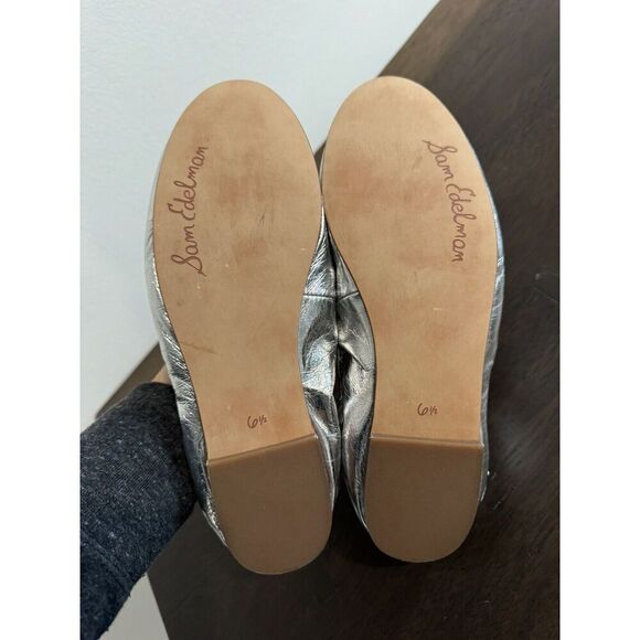Sam Edelman Felicia Silver Metallic Leather Flats 6.5 Women’s - Picture 4 of 6